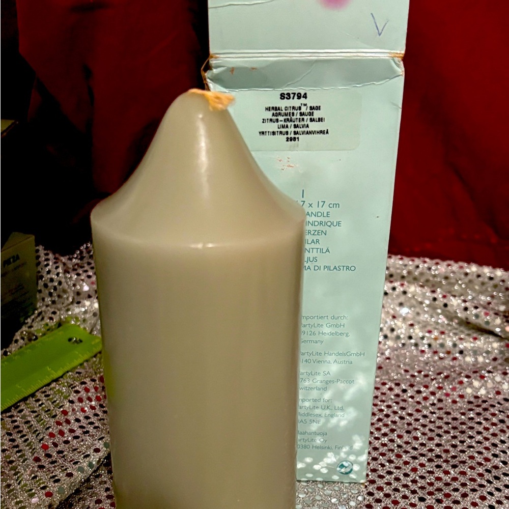 Vintage Partylite Pillar Candle-Herbal Citrus